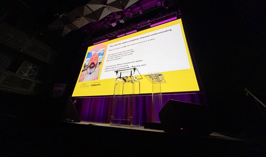Felipe Thomaz presenting at Media Spotlight 2026, Q Theatre Auckland